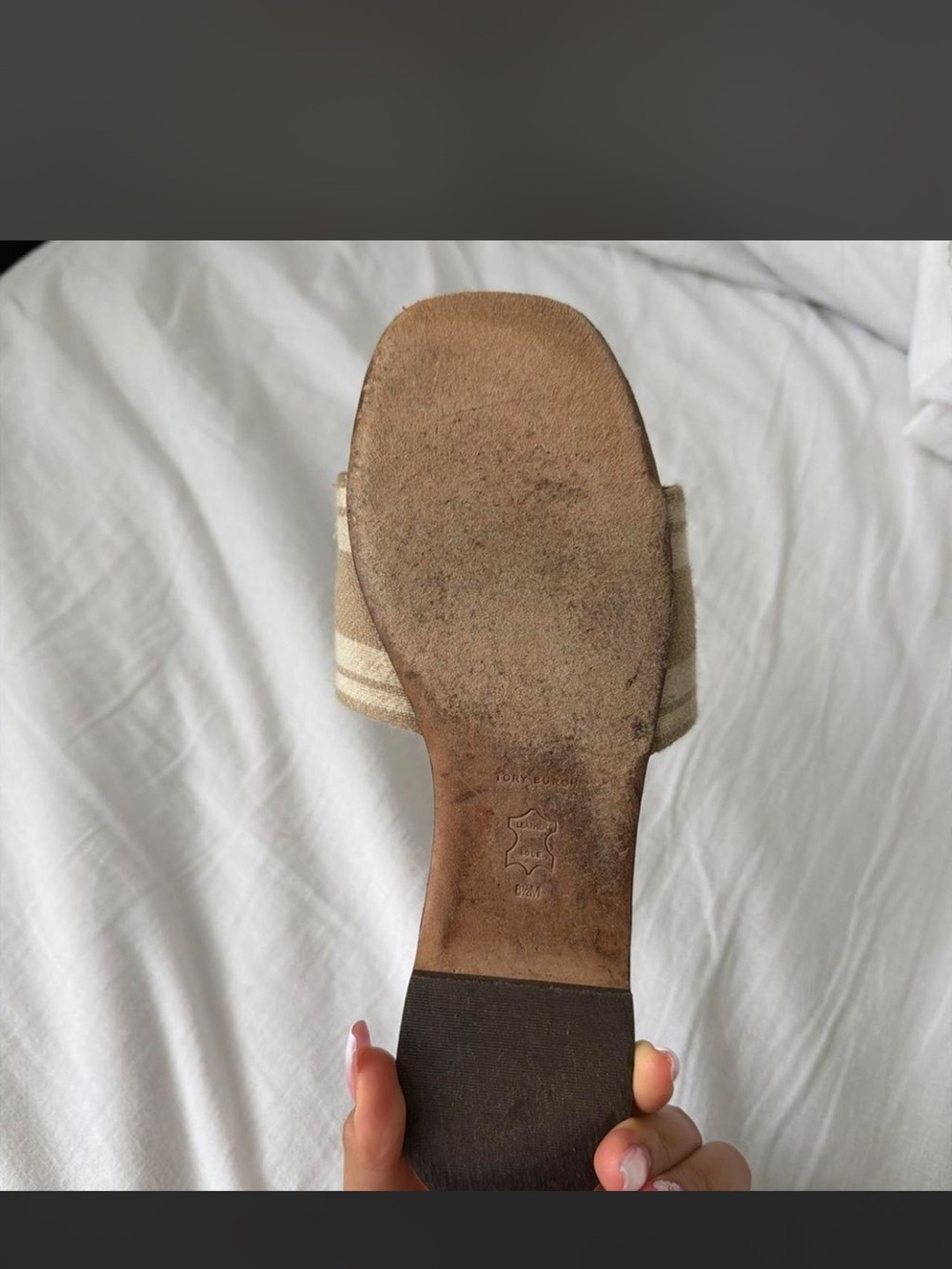 Tory Burch Beige Slide Sandals size 8.5 - Picture 4 of 8